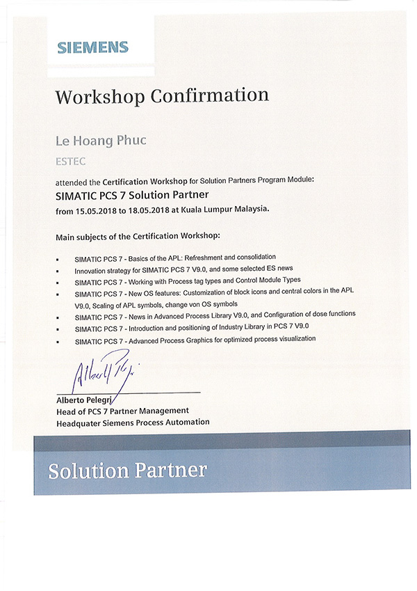 CERTIFICATION WORKSHOP FOR SOLUTION PARTNERS PROGRAM MODULE BY SIEMENS